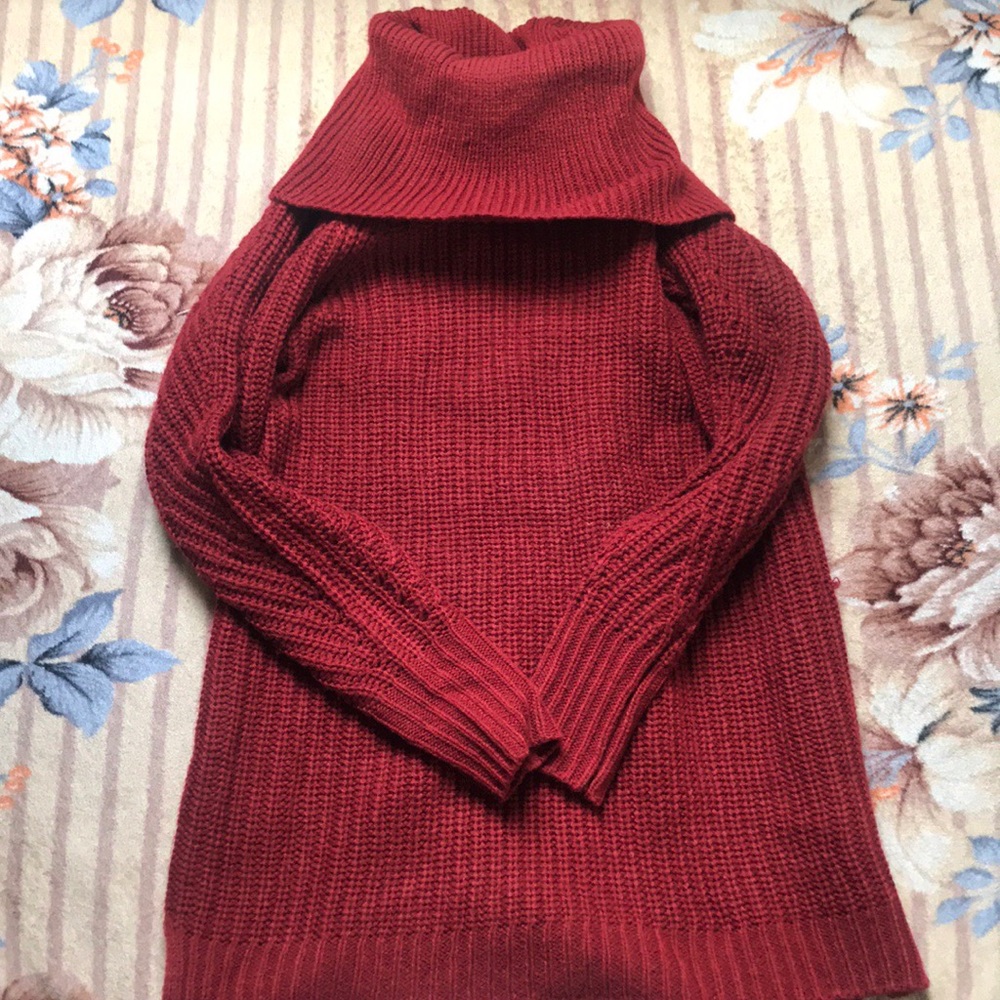 Red knitted sweater dress